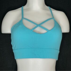 Women's M Teal Racerback Oasis Removeable Padding Front Logo Bra - NVGTN